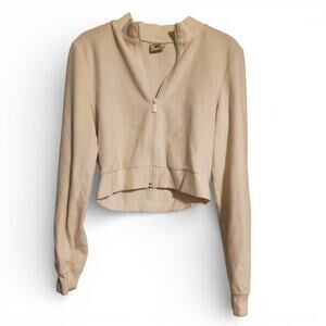 Aritzia Sunday Best White Velour Zip Up Jacket Medium